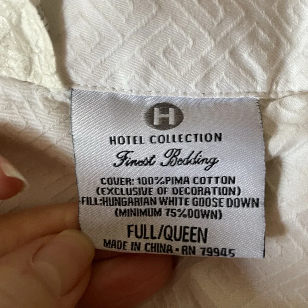 Hotel‎ Collection Hungarian Down Quilted Comforter Full/Queen White Pima Cotton